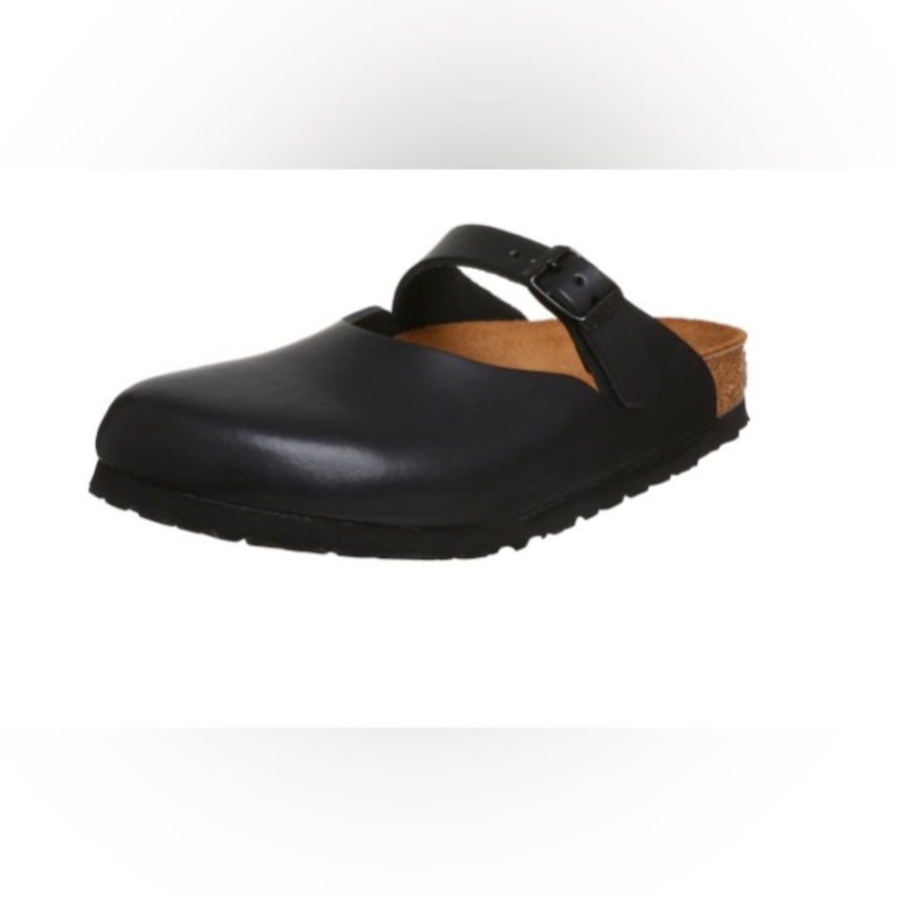 RARE STYLE Birkenstock 39 Black Leather Mary Jane Style Clog Mule